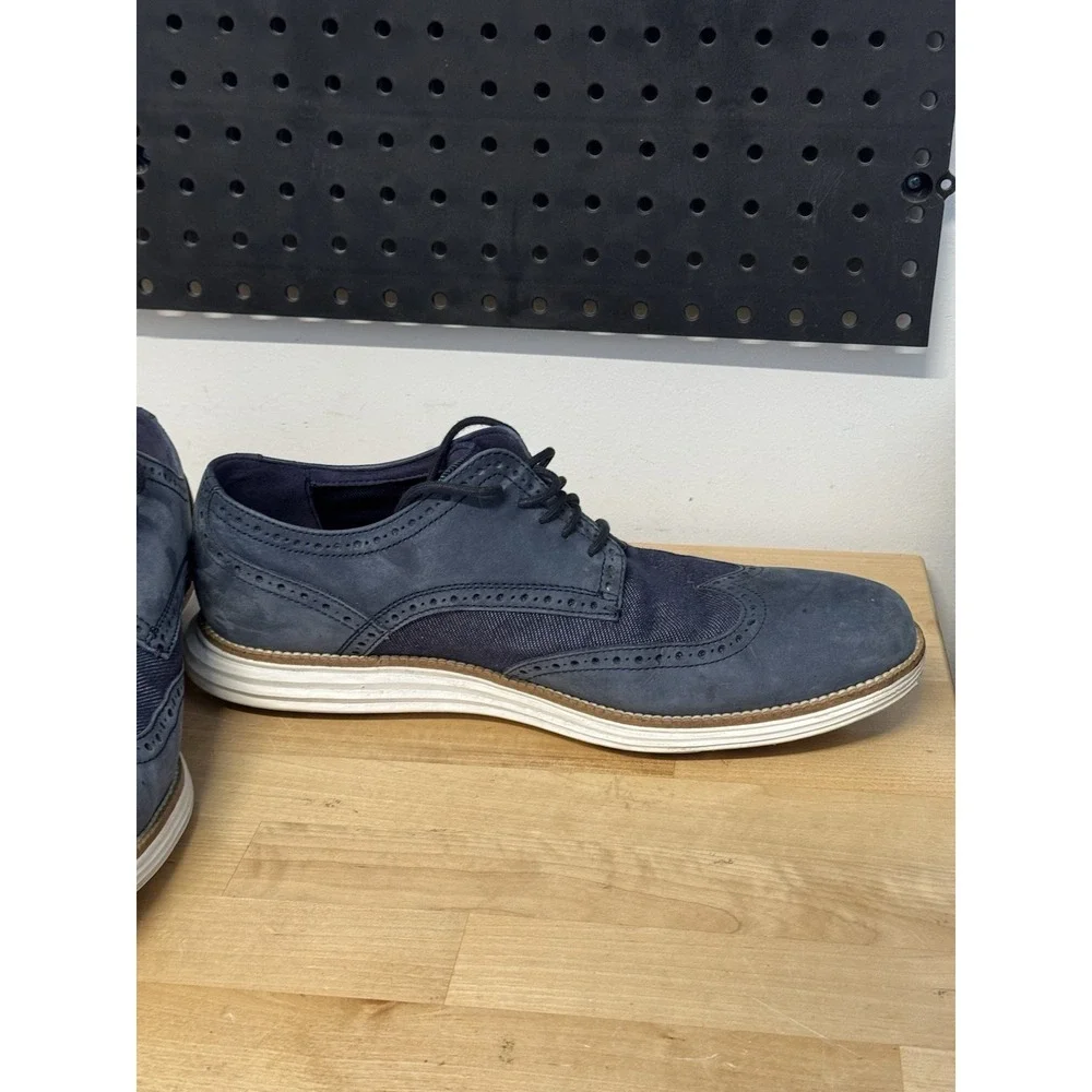 Cole Haan Navy Blue Wingtip Boat Shoes